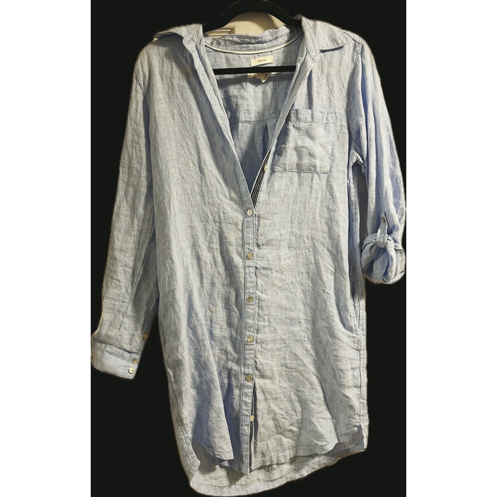 C&C California Linen Blue Chambray Shirt Dress | Size XS - Picture 3 of 6